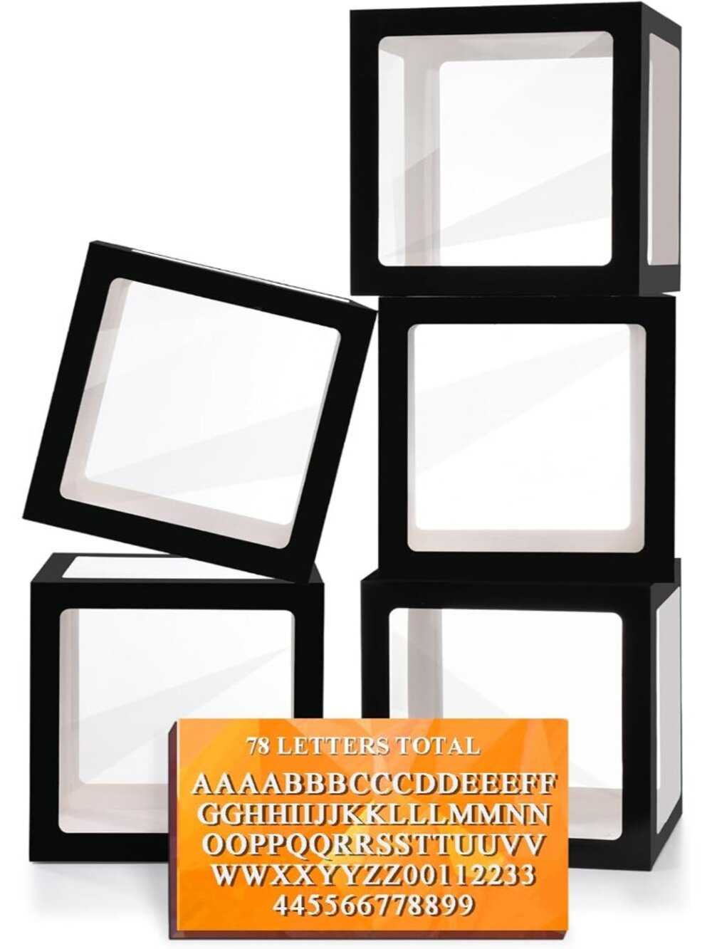 Transparent Balloon Boxes with 78 Letters Numbers for Custom Name